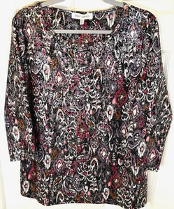 Emily Daniels Blouse Sz XL Rose Dark Multi Paisley Metallic Art Party Top NWT - Picture 1 of 8