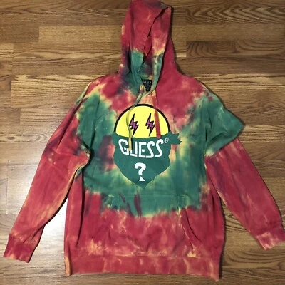 Guess x J. Balvin Pullover Tie Dye Hoodie Sweater Size Large Streetwear Hype - Image 1 of 4