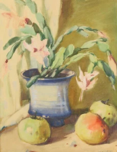 Isabella WINDNER Stillleben Weihnachtskaktus Aquarell Neusachlich Wohl 1930-40s - Bild 1 von 8