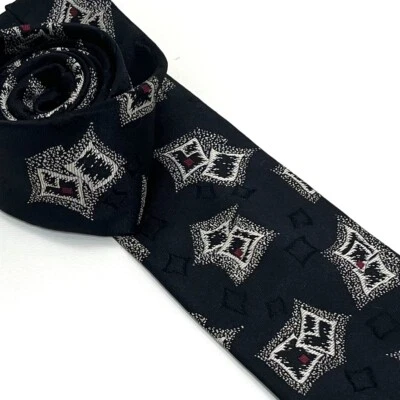 Oakton Ltd. Black Printed Neck Tie. Red & Cream Pattern.  - Image 1 of 4