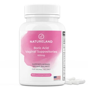 NATURELAND VAGINAL SUPPOSITORIES FOR YEAST INFECTION, 40 COUNT, 600mg - Picture 1 of 6