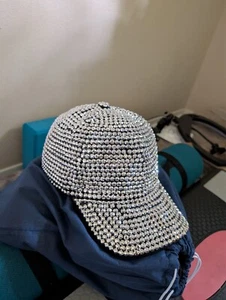 Accent brand silver on black rhinestone hat baseball woman - Picture 1 of 2