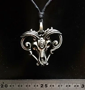 Buffalo Stag Ram Skull Pewter Pendant Gothic Biker Animal Necklace - Picture 1 of 1