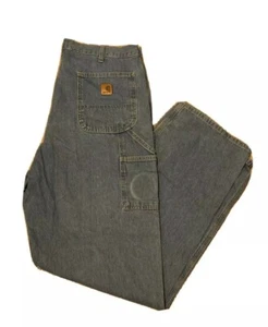 Carhartt Original Dungaree Blue Denim Carpenter Work Jeans Men's 38 x 34 B13STW - Picture 1 of 7