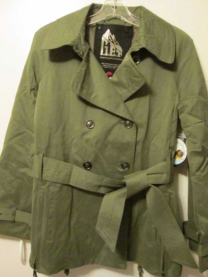 $265 G.E.T. Zanja verde oliva estilo militar a prueba de agua con pechos Dbl talla M nueva con etiquetas Foto 1 de 1