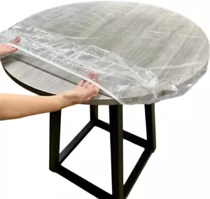 Clear Plastic round Table Cover - Heavy Duty Transparent Vinyl Tablecloth - Elas - Picture 1 of 12