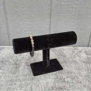 Dalmatian Jasper & Matte Black Gemstone Beaded Bracelet Stretchy Black Onyx Goth - Picture 1 of 5