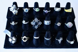 Lot of 18 Sterling Silver Rings Multi Gem & Statement - Picture 1 of 9
