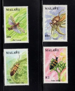 Escarabajo polen Malawi 1991 insectos langosta roja gorgojo montado sin montar o nunca montado sg 868-871 Sc 590-3 - Imagen 1 de 1