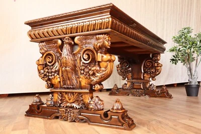 Nr.1990 Restaurierter Schreibtisch Ahorn, Nussbaum Vollholz - Bild 1 von 4