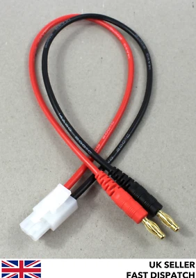 UK RC TECH 300mm Tamiya female to 4mm male banana/bullet connectors charge lead/wire/cable