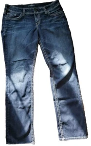 Vintage Levis SilverTab Blue Denim Straight Leg Mid Rise Jeans Womens Sz 14M/32L - Picture 1 of 10