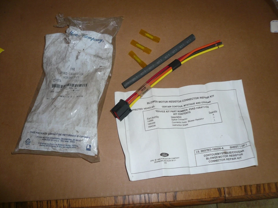 Kit de cableado del motor soplador Ford OEM NOS F5RZ-14A411-CA 1999-2002 Mercury Cougar Foto 1 de 1
