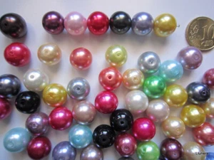 Perlas cristal nacarado 8 mm X 24 UNIDADES mezcla colores abalorios - Imagen 1 de 3