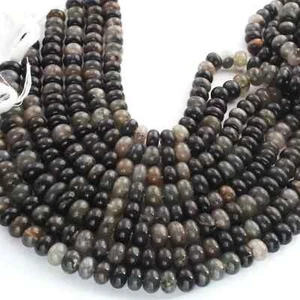 1 Strand Black Rutile Smooth Roundelles - Plain Semiprecious Rondelles - 9mm-10m - Picture 1 of 8