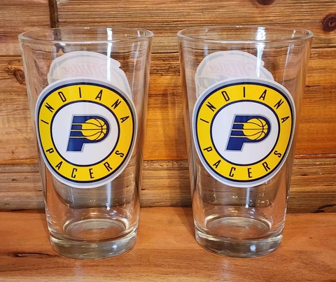 Indiana Pacers Miller Lite Drinking Glasses - NBA - Logo - Set of 2 Cover