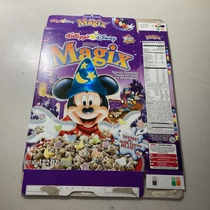 Mickey's Magix Kellogg's Disney 13.2oz Empty Cereal Box 2001 Wow!Milk Turns Blue - Picture 1 of 2