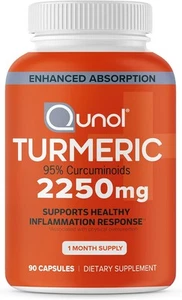 Qunol Turmeric Curcumin with Black Pepper, 2250mg 90 Count (Pack of 1) - Picture 1 of 9