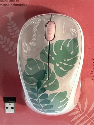 Logitech M317c Wireless Optical Mouse - Chirpy Bird, Pink Floral Mother’s Day - Image 1 of 3