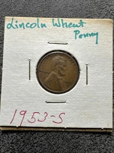 1953 S LINCOLN WHEAT PENNY. Copper. Non Magnetic. Red Tint And Hue - Picture 1 of 4