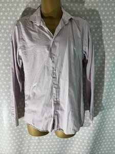 Mens Kin John Lewis 15” Light Lilac Micro Check Slim Fit Long Sleeve Shirt - Picture 1 of 5