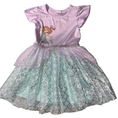 Disney Princess Ariel Mermaid Dress Girls 5T Purple Mint Sparkle Tulle Tutu - Image 1 of 4