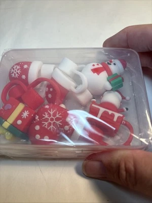 Nuevo 6 adornos de paja de Navidad reutilizables muñeco de nieve Santa medias regalo mitón sombrero Foto 1 de 4