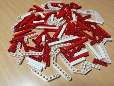 LEGO TECHNIC 100 Stück rot weiß Liftarme / Lochstangen Technik Konvolut - Bild 1 von 4