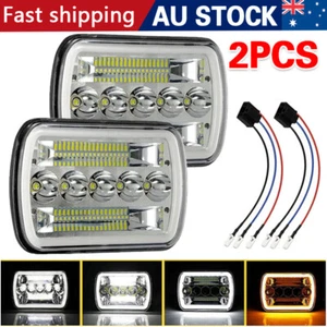 Pair 7x6'' 5x7'' LED Headlights HI/LO/DRL/TURN SIGNAL For 1983-2004 Toyota Hilux - Picture 1 of 10