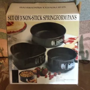 "Juego de 3 sartenes Springform antiadherentes 1 forma de corazón 2 rondas nuevas en caja 10 9 7""" - Imagen 1 de 10