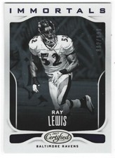 RAY LEWIS 2017 CERTIFIED IMMORTALS #892/999 RAVENS MIAMI HURRICANES S5