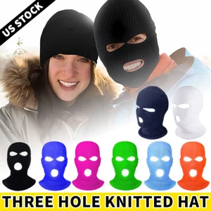 3 Hole Full Face Mask Ski Mask Winter Cap Balaclava Outdoor Beanie Tactical Hat - Picture 1 of 26