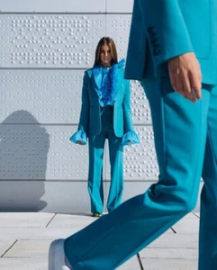 NEW H&M STUDIO Collection Blue Wool Blend Pant Suit Jacket Blazer + Pants "Gucci - Picture 1 of 5