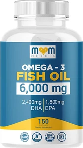 Omega 3 Fish Oil 6000 Mg with Maximum EPA DHA - Supports Brain, Liver, Heart & I - Picture 1 of 12