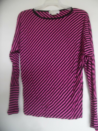 Camicetta Michael Kors rosa bianca a righe manica dolman in maglia Taglia P