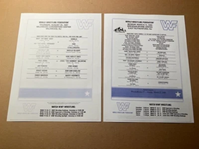 WWF WWE 1987 & 1988 RP Match Cards Dingo 'Ultimate' Warrior Macho Man Hart - Image 1 of 3