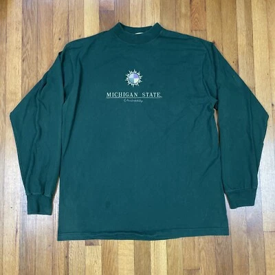 Camisa De Colección Años 90 Michigan State University Para Hombres XL Bordada Hecha en EE. UU. Verde Foto 1 de 4