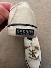 Sperry Boat Shoes, Slip on Trainer , Canvas, Leather Lace up. Cream, Size UK 6