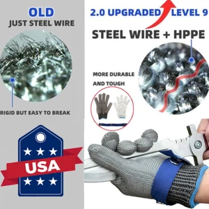 Safety Cut Proof Stab Resistant Glove Stainless Steel Metal Mesh Butcher Gloves - Picture 1 of 11