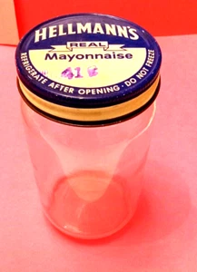 Vintage Glass Hellman's Real Mayonnaise Jar With Original Mayo Price on Lid - Picture 1 of 4