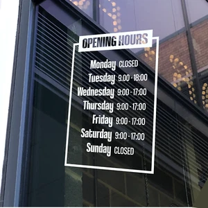 HORARIO DE APERTURA - Calcomanía de vinilo pegatina tipo 2 para tienda de negocios con ventana cerrada tipo 2 - Imagen 1 de 7