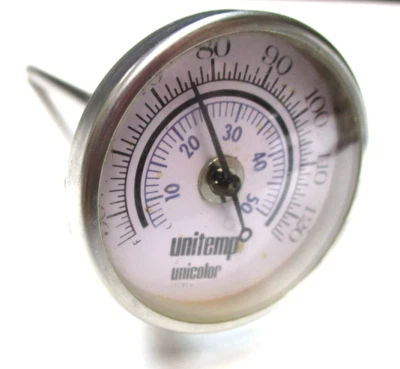 Termômetro de mostrador profissional unicolor em F/C com haste de 6". Testado. - Imagem 1 de 4