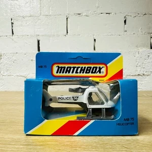 Police Helicopter 1982 MB75 1983 Matchbox 1-75 White Black 36 NIB Unpunched - Picture 1 of 8