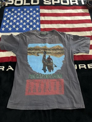 Rare Vintage Polo Sportsman 1991 Country Ralph Lauren Boys Grey T-Shirt SZ 170 - Image 1 of 4