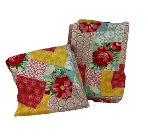 Pioneer Woman Rose Patchwork Tablecloths Fabric Rnd 70” Rectangular 50”x68” Set - Picture 1 of 7