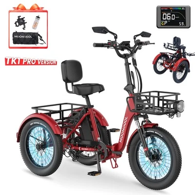 MOONCOOL Folding Electric Tricycle for Adults, 20" x 3.0 Fat Tire Electric Trike - Image 1 of 4