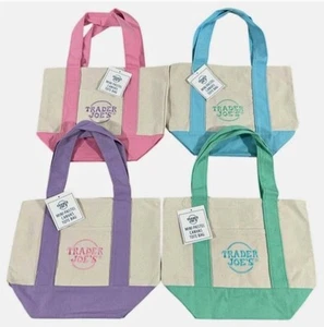 Trader Joe’s Mini Pastel Canvas Tote Bag Set 4 Farben Limitiert (Neu mit Etikett) - Bild 1 von 1