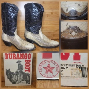 Vintage Durango Schlangenleder Cowboystiefel Herren 11 D Charlie Waller Country Gentlemen - Bild 1 von 22