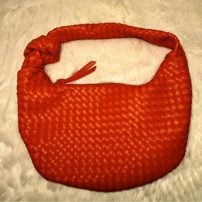 Nuevo sin etiquetas Bolso de Mano Sondra Roberts Cuadrado Naranja Cuero Vegano Top Cremallera Tejido Hobo Foto 1 de 4