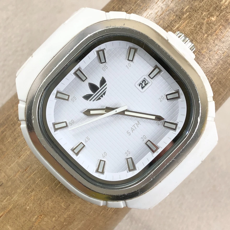 Adidas Seoul Men ADH2578  Fashion White Ceramic Band Square Quartz 50mm Watch 7" - Image 1 of 4